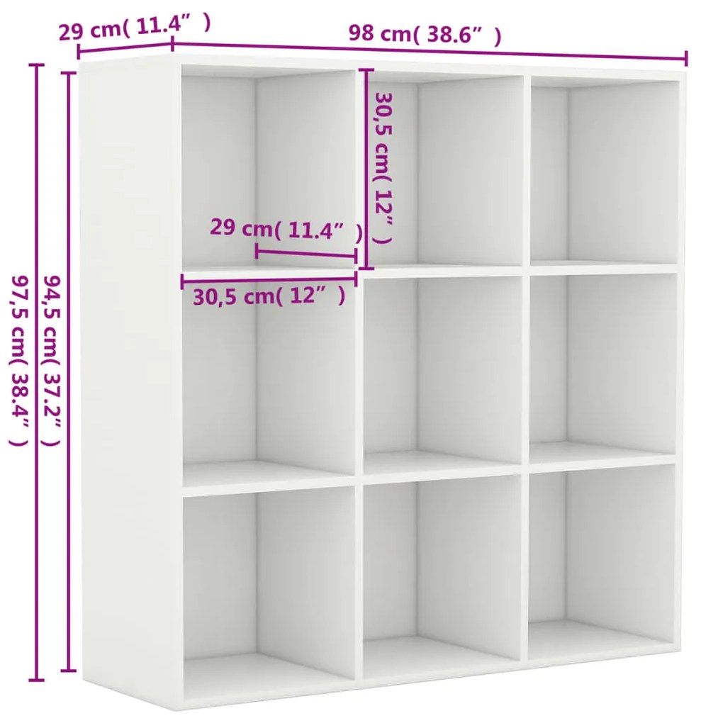 Estante 98x30x98 cm contraplacado branco