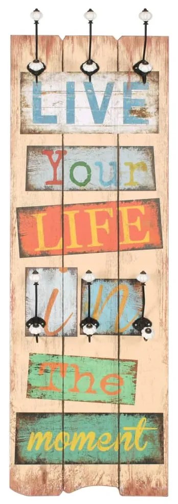 Bengaleiro de parede com 6 ganchos 120x40 cm LIVE LIFE