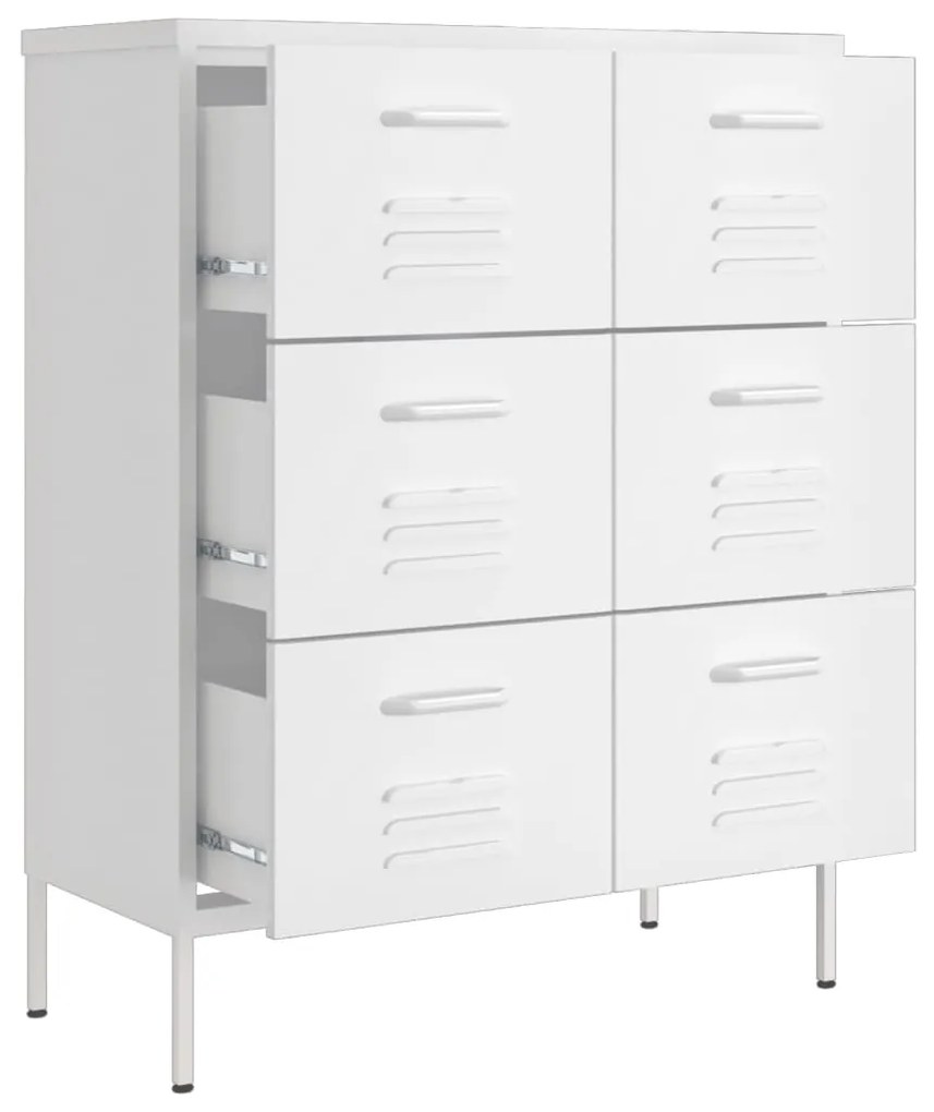 Armário com gavetas aço 80x35x101,5 cm branco