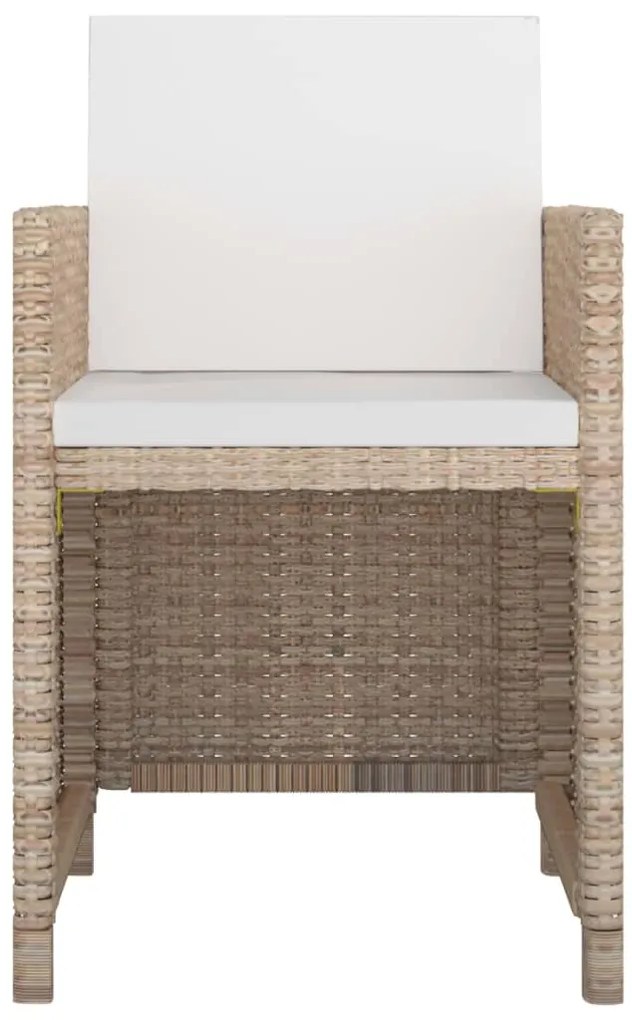 9 pcs conjunto jantar exterior com almofadões vime PE bege