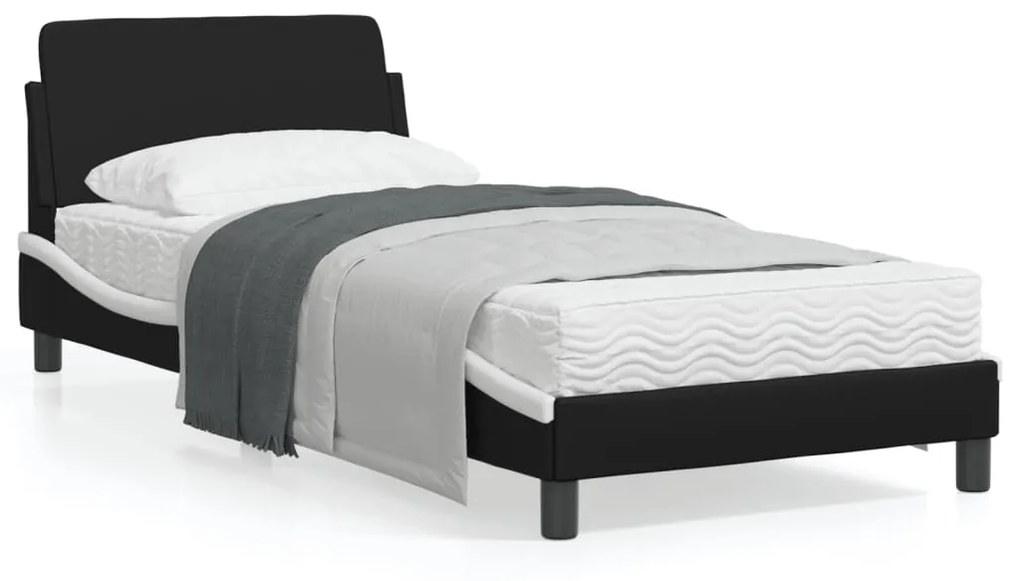 vidaXL Estrutura de cama c/ cabeceira couro artificial 90x190cm