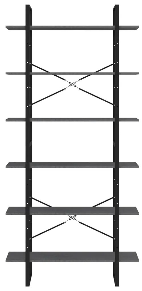 Estante alta 100x30x210 cm madeira de pinho maciça cinzento