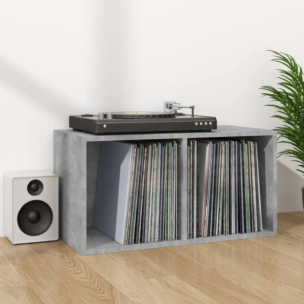 800121 vidaXL Caixa discos vinil 71x34x36 cm derivados madeira cinza cimento