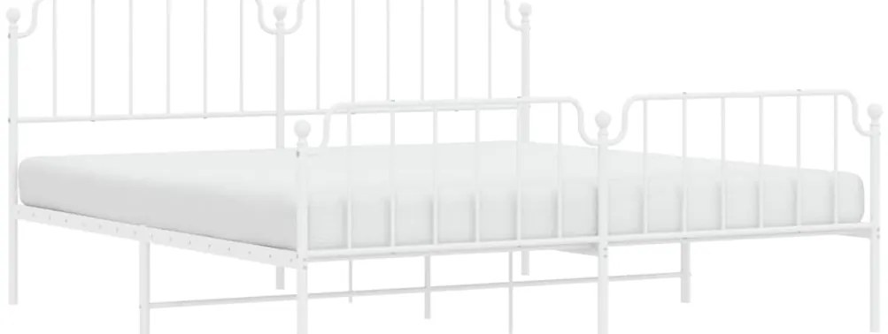 Estrutura de cama com cabeceira e pés 200x200 cm metal branco