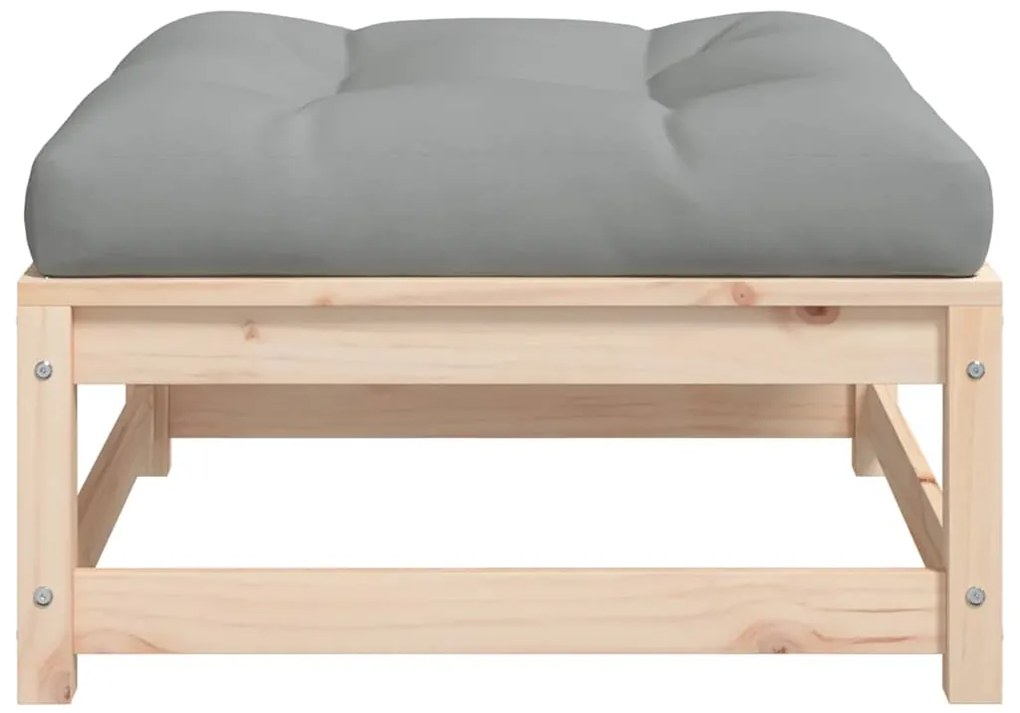 Apoio de pés p/ jardim c/ almofadões 2 pcs pinho maciço