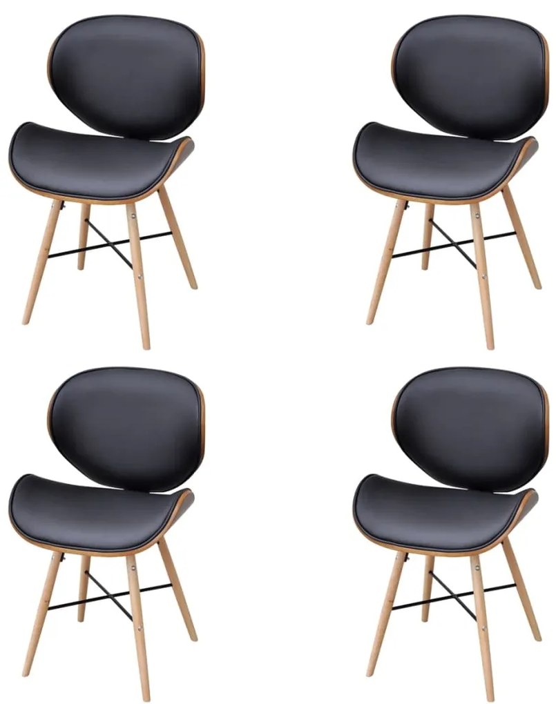 vidaXL Cadeiras jantar 4 pcs madeira curvada e couro artificial