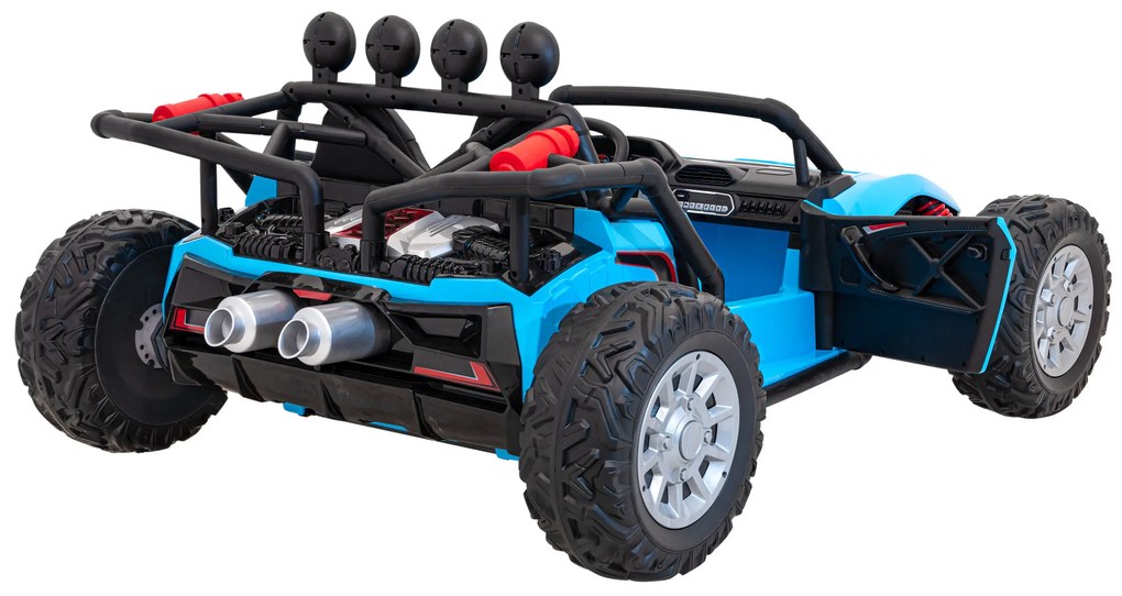 Carro elétrico para Crianças 2 Lugares Buggy Racing 5 24V Rodas Espuma EVA, assento couro ecológico Azul
