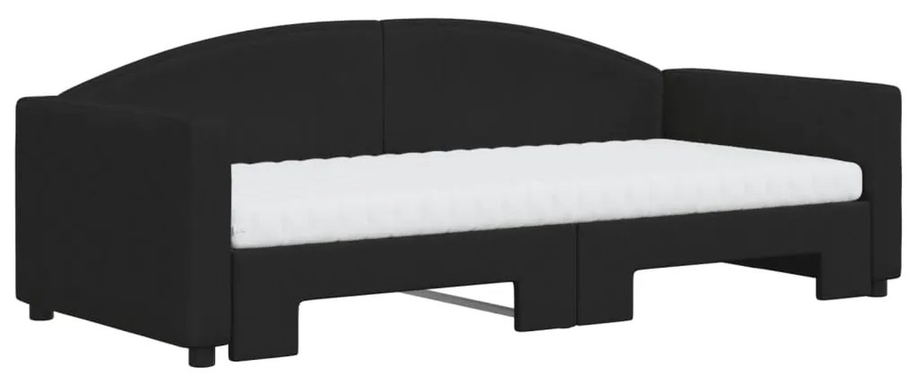 Sofá-cama com gavetão e colchões 90x190 cm tecido preto