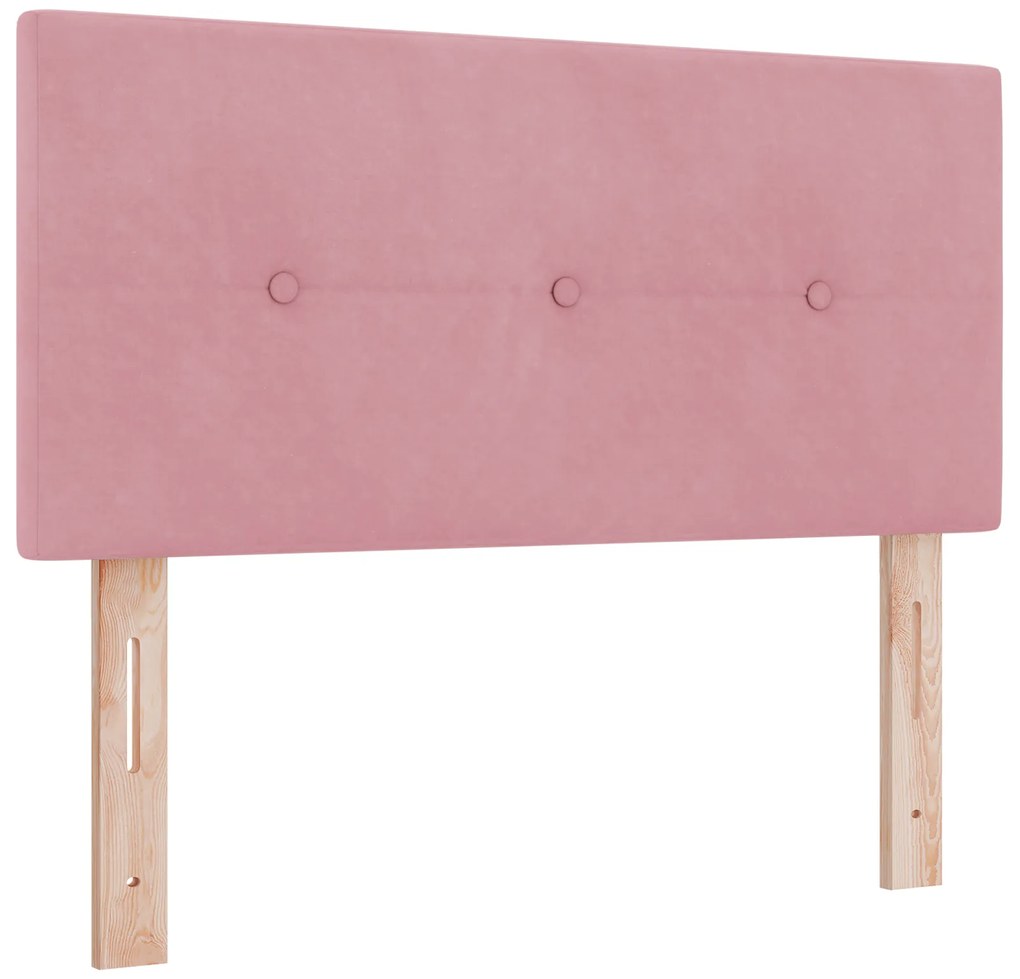 Cama Box Spring vidaXL com Colchão Rosa Pequeno Duplo Veludo