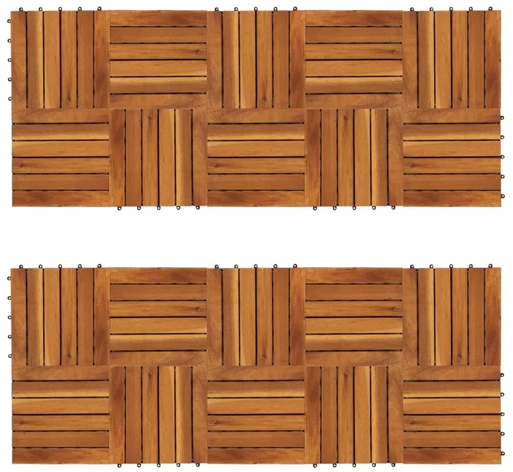 271790 vidaXL Ladrilho-pavimento madeira, padrão vertical, 20 pcs, 30 x 30 cm acácia