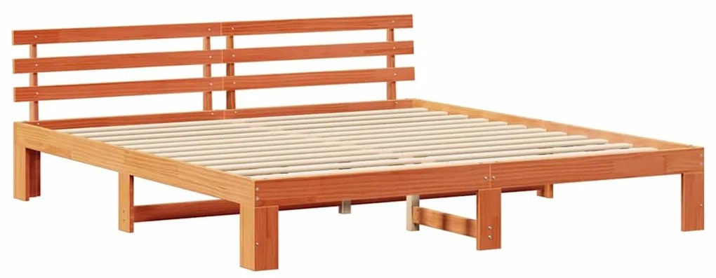 Estrutura de Cama de Madeira de Pinho Castanho Encerado