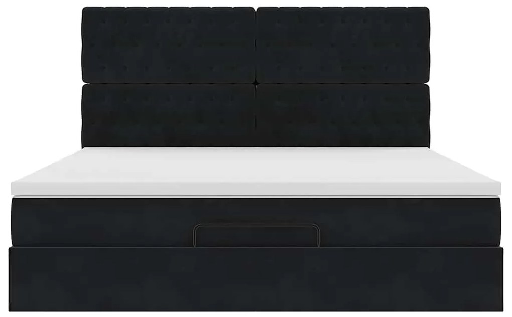 Estrutura de cama otomana com colchões 160x200 cm veludo preto