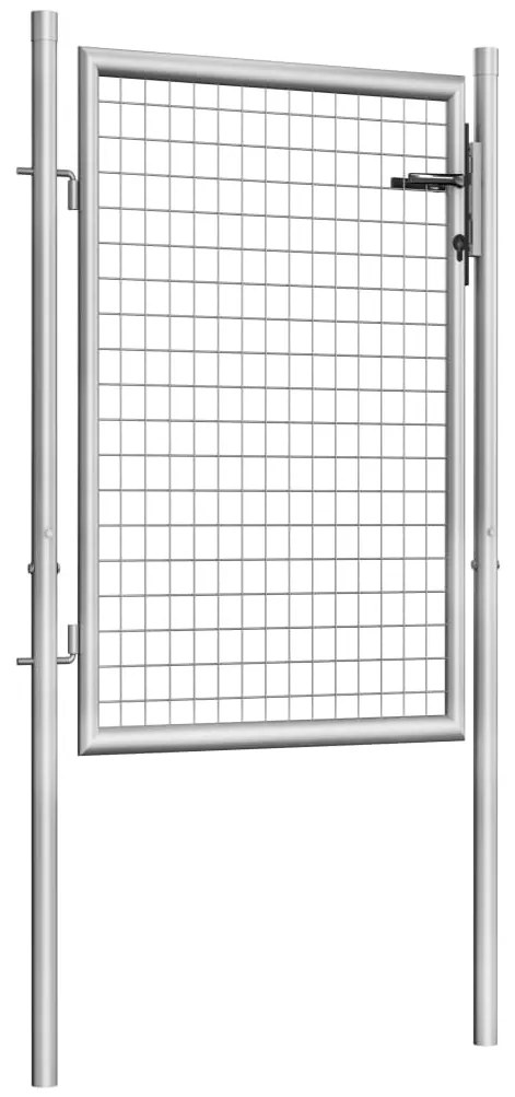 Portão de jardim em aço galvanizado 105x150 cm prateado