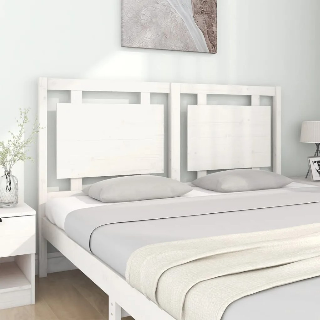 Cabeceira de cama 155,5x4x100 cm madeira de pinho maciça branco
