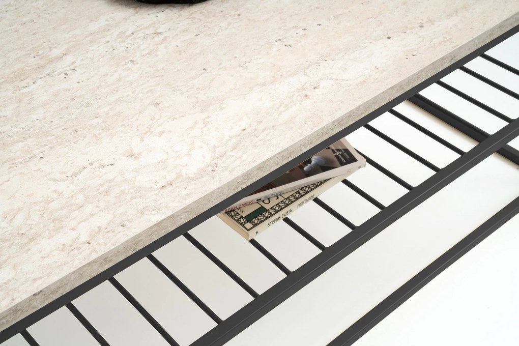 Mesa de Centro Asude – Travertine Black – 95x42x55 cm