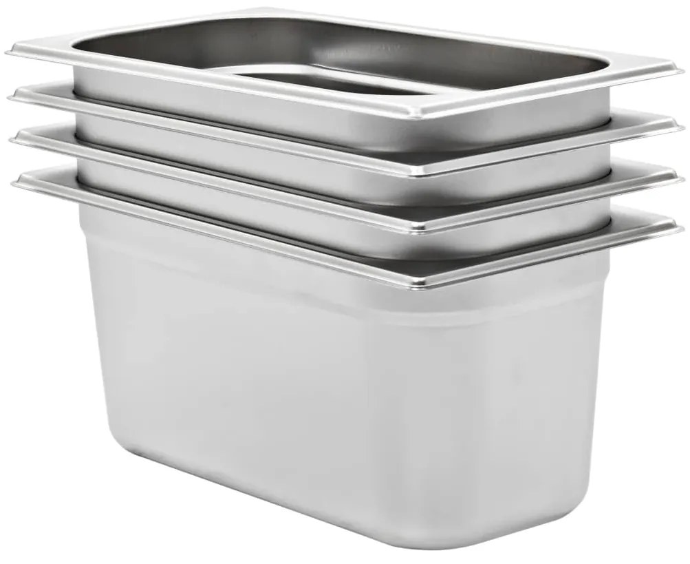 50896 vidaXL Recipientes gastronorm 4 pcs GN 1/3 150 mm aço inoxidável