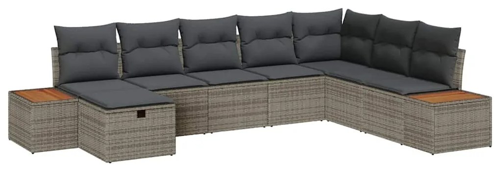 Conjunto de Sofá de Jardim vidaXL 8 Peças com Almofadas Rattan Cinza