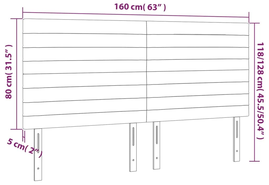 Cabeceira de cama c/ luzes LED tecido 160x5x118/128 cm azul