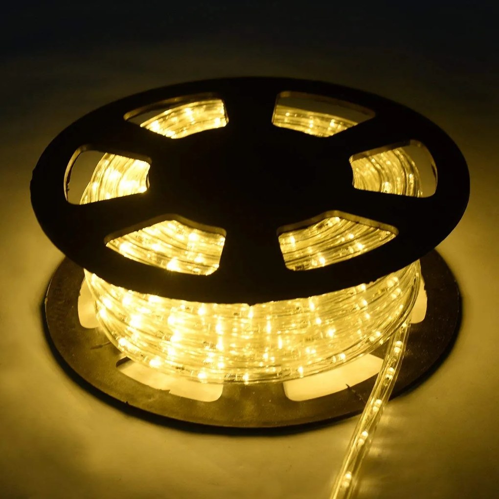 Mangueira LED Luz de Natal 10M Luzes de Natal 360 LED Luzes de Natal Decoração de Jardim Amarelo