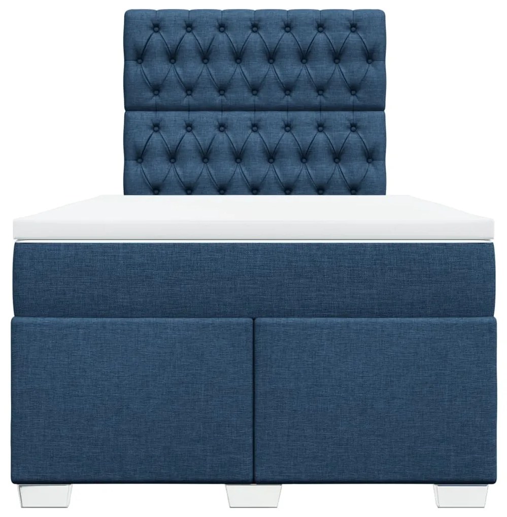 Cama boxspring com colchão 120x190 cm tecido azul