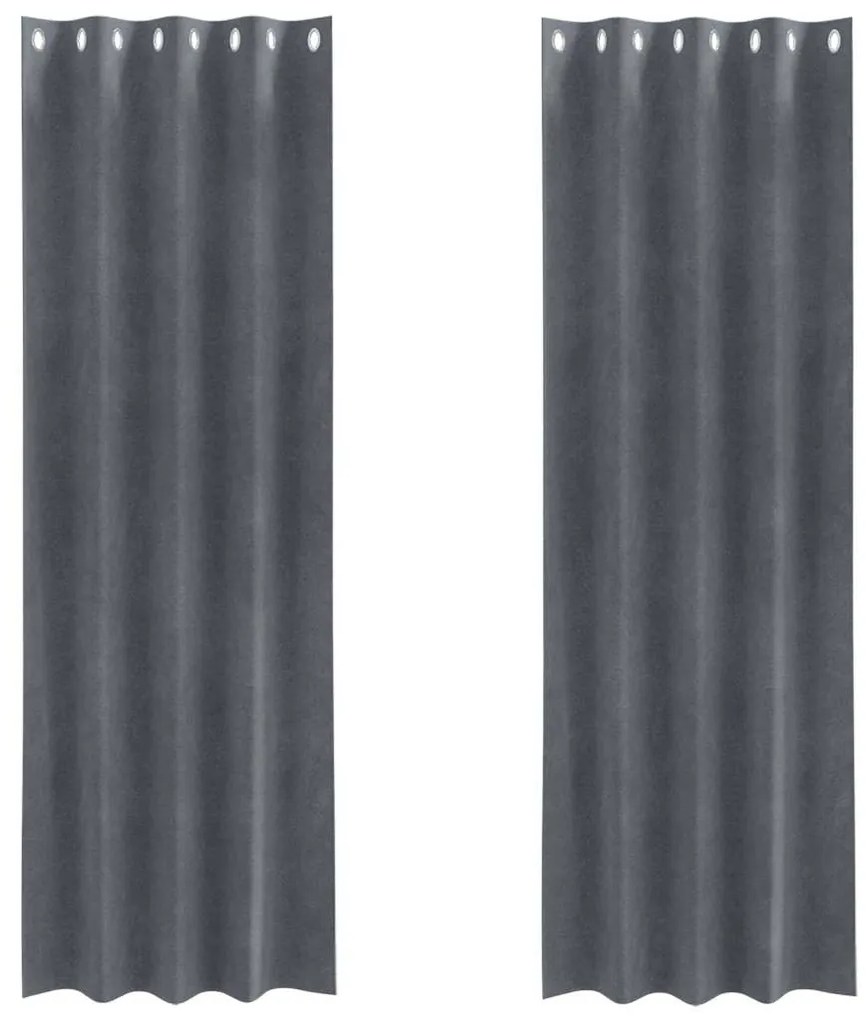 Cortinas Blackout vidaXL com Ilhós 2 pcs Veludo Cinza Claro Super