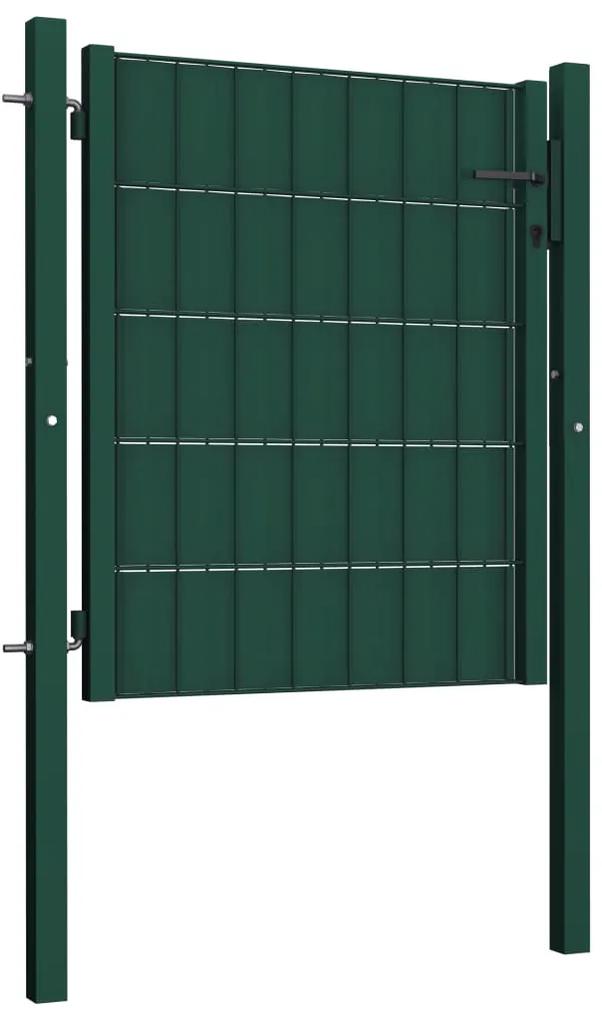 Portão de cerca 100x101 cm PVC e aço verde