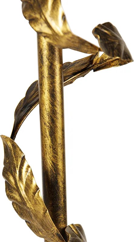 Candeeiro de pé dourado com abajur com design de folha e interior dourado 50cm - Linden