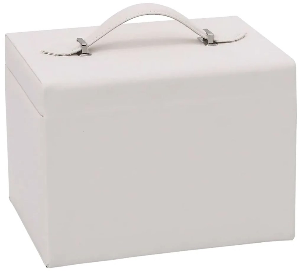 Caixa para jóias de 4 camadas com espelho com fechadura Branco
