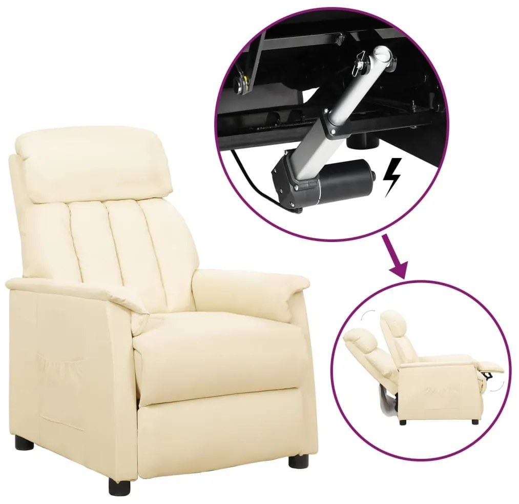 vidaXL Poltrona elevatória couro artificial cor creme