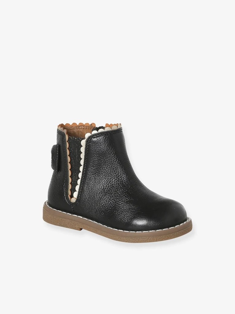 Agora -25% | Botas em pele, com elástico, para bebé menina preto