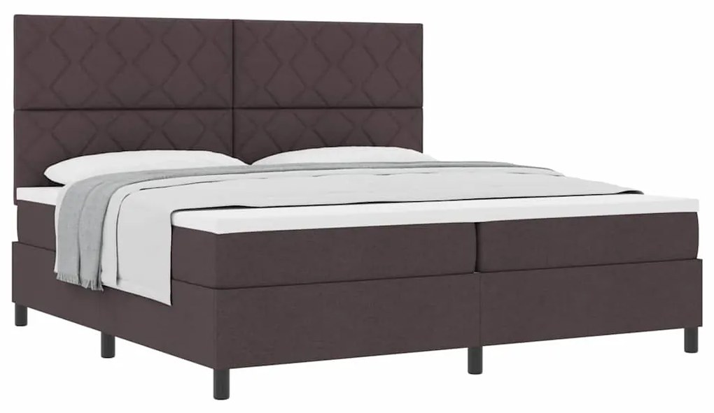 Cama Box Spring com Colchão Castanho Escuro 200x200 cm Tecido