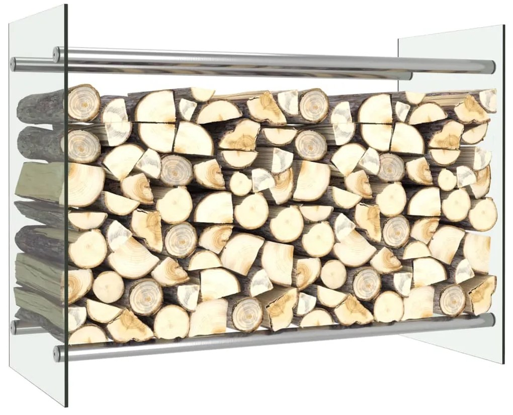 vidaXL Suporte para lenha 80x35x60 cm vidro transparente