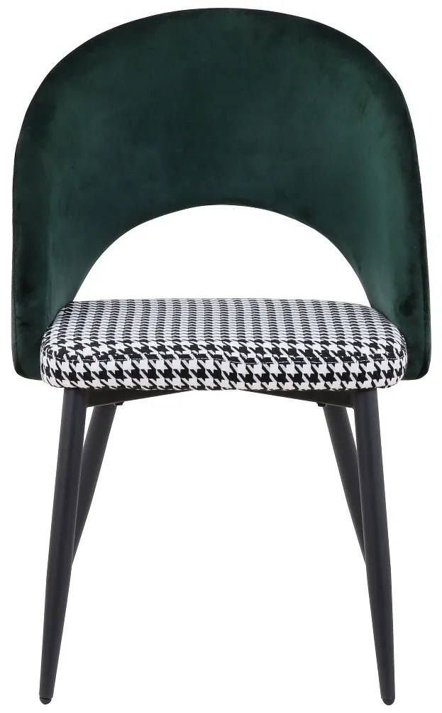 Conjunto 4 Cadeiras de Cozinha e Sala de Jantar  CLEO, metal, tecido verde com houndstooth