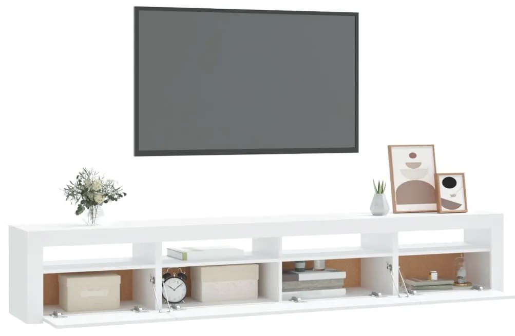 Móvel de TV com luzes LED 240x35x40 cm branco