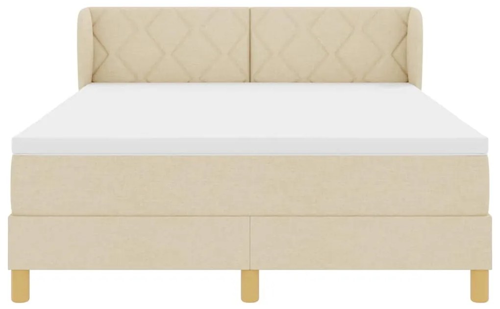 Cama Box Spring vidaXL com Colchão em Creme, 140x200 cm de Tecido