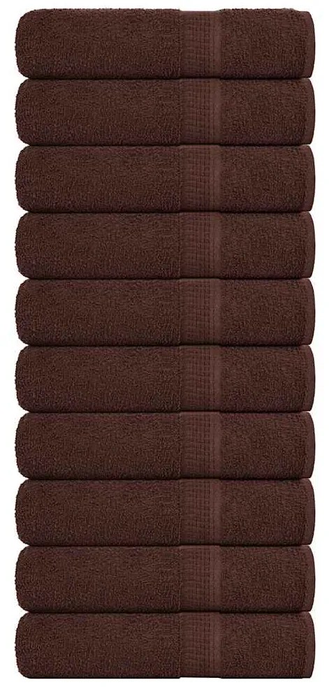 vidaXL Toalhas de banho FROGN 10 pcs 100x150 cm 360 g/m² castanho