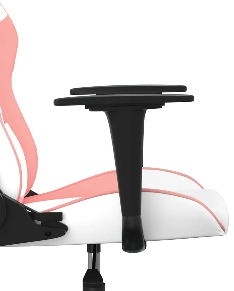 Cadeira gaming couro artificial branco e rosa
