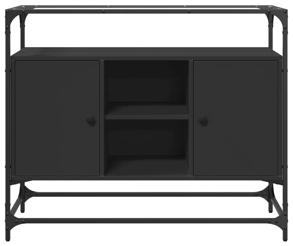 Aparador c/ tampo de vidro 98x35x81 cm derivados madeira preto