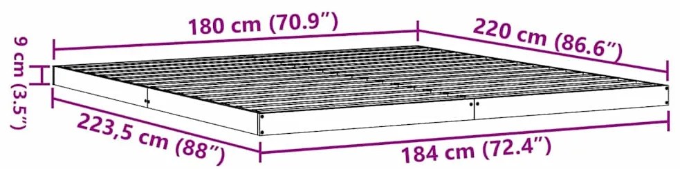 Cama 160x210 cm em Madeira Sólida de Pinho