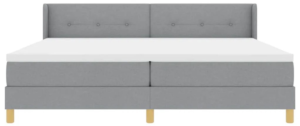 Cama Box com Colchão Cinza Claro - 200 x 200 cm de Tecido
