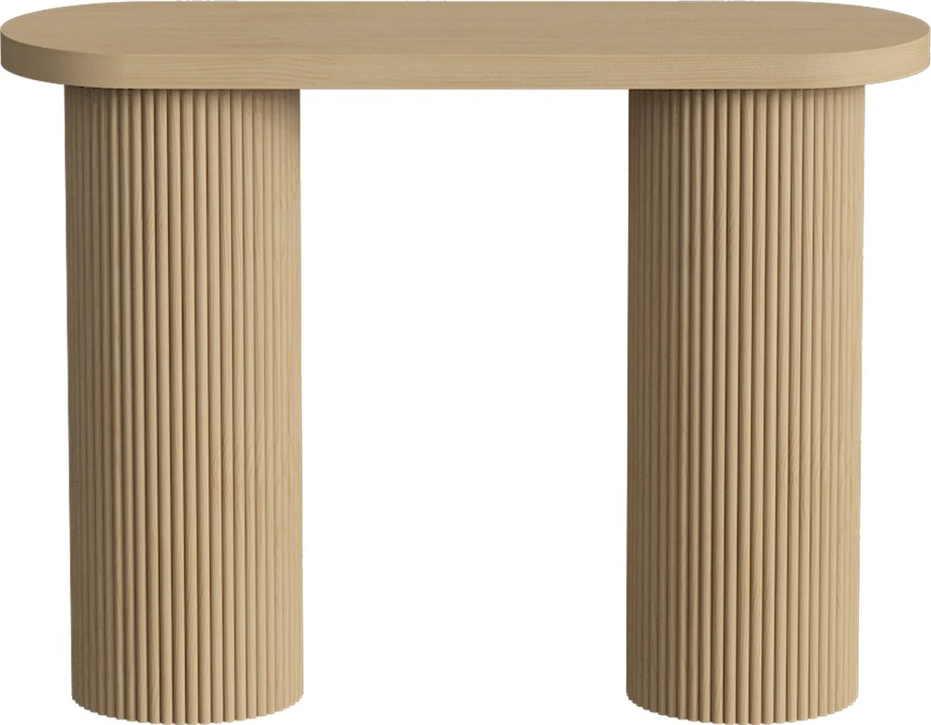 Consola Canelada Arrumação Oculta Pés Coluna Estilo Rústico Consola de Entrada Estreita 103x35x80 cm Cor Carvalho