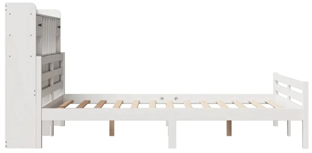 Cama com estante sem colchão 160x200 cm pinho maciço branco