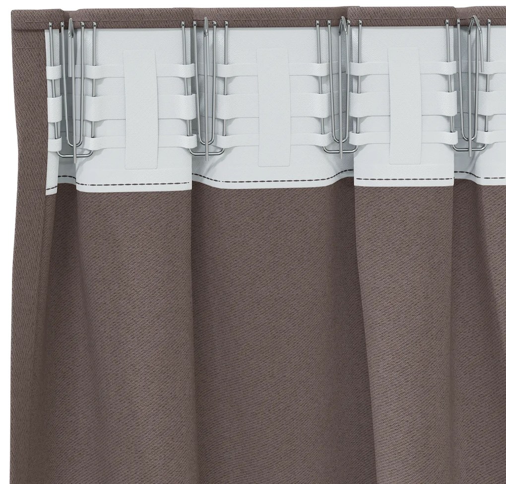 Cortinas opacas 2 pcs Castanho escuro 245 x 140 cm Poliéster
