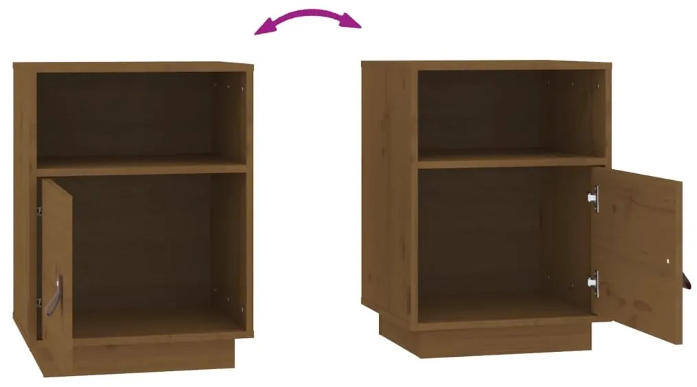 Mesa de cabeceira 40x34x55 cm pinho maciço castanho mel