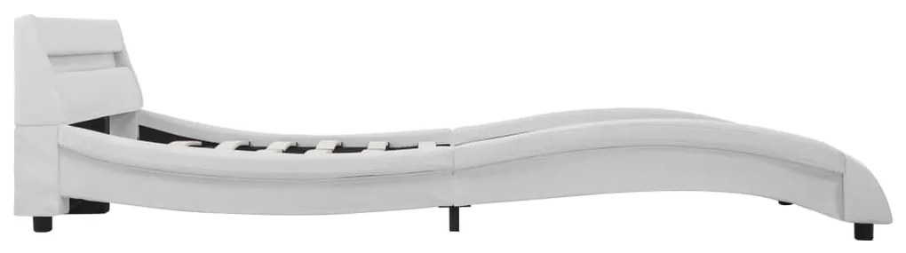 Estrutura de cama com LED 140x200 cm couro artificial branco