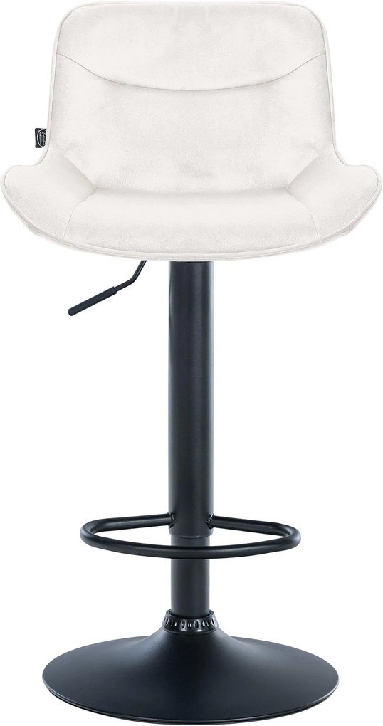 Banco alto em veludo com estrutura preta 85-106 x 49 x 51 cm cor creme