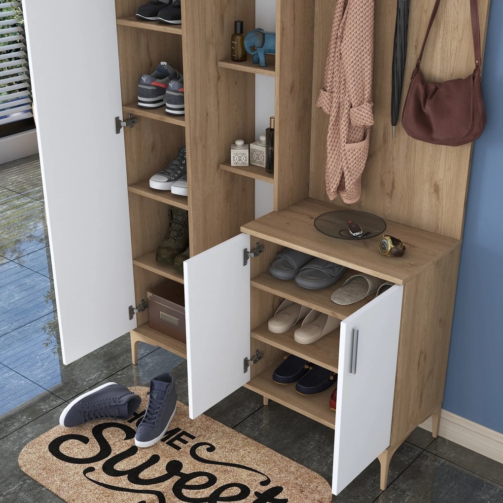 Hall Stand EA109 – Walnut White – 120x198,6x37,5 cm