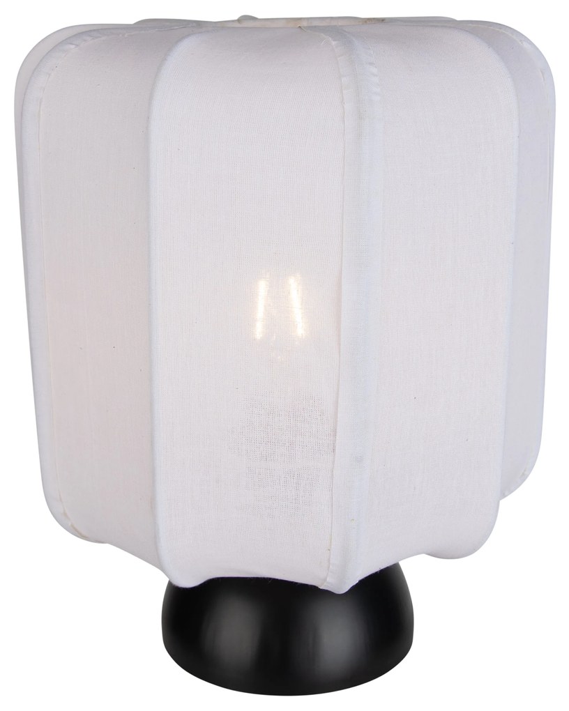 Candeeiro de Mesa Japandi Preto com Abajur Branco - Nori