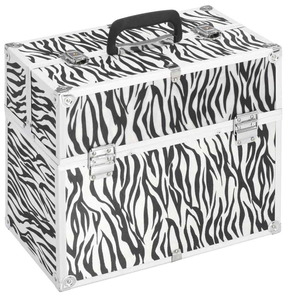 91835 vidaXL Caixa de maquilhagem 37x24x35 cm alumínio cor listras de zebra
