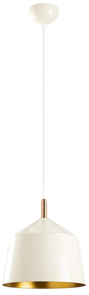 Candeeiro Chandelier Saglam – Branco, Dourado e Cobre – Diâmetro 25 cm